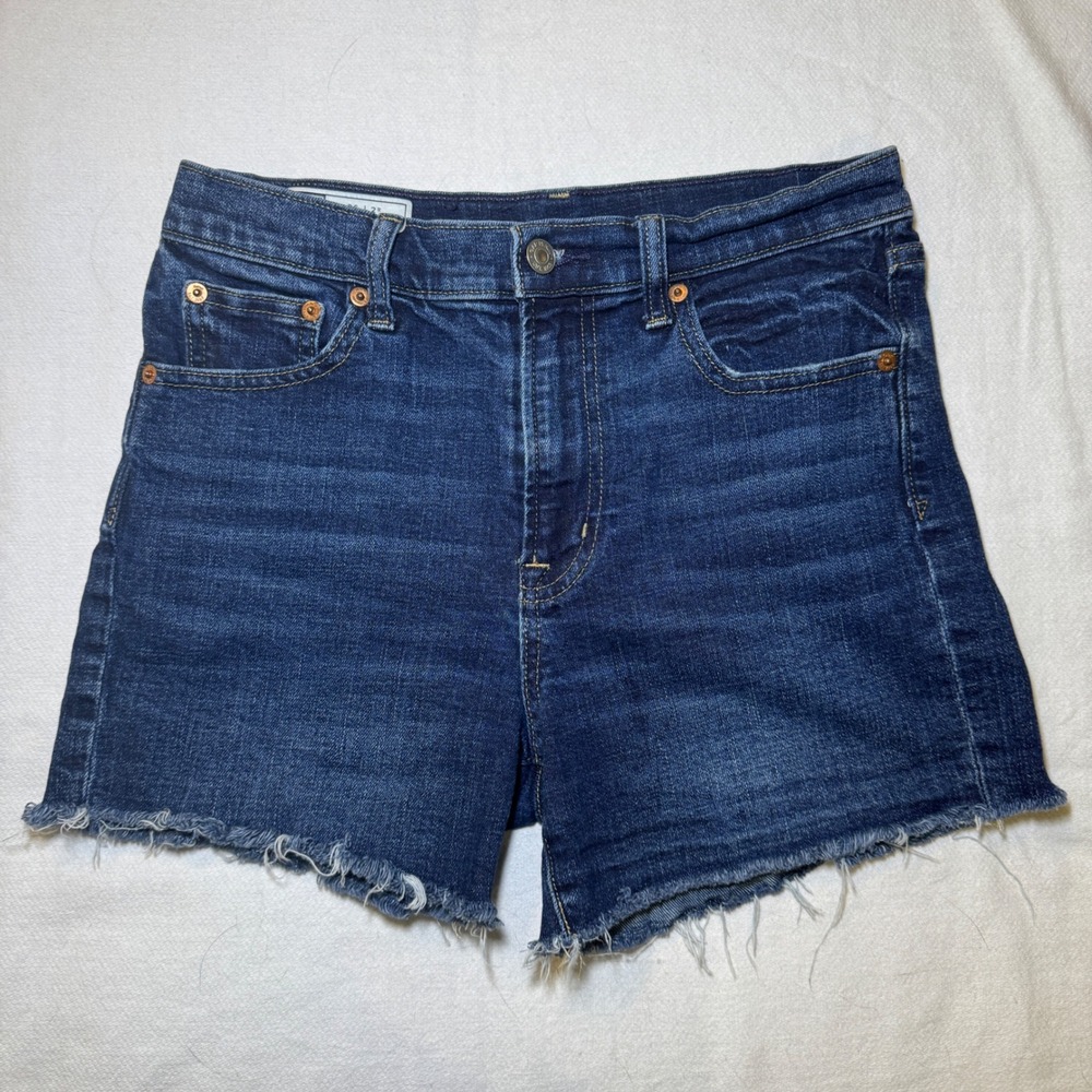 Gap Denim Women's High Rise 4 Inch Shorts Dark Wash Raw Hem Size 26 2R
